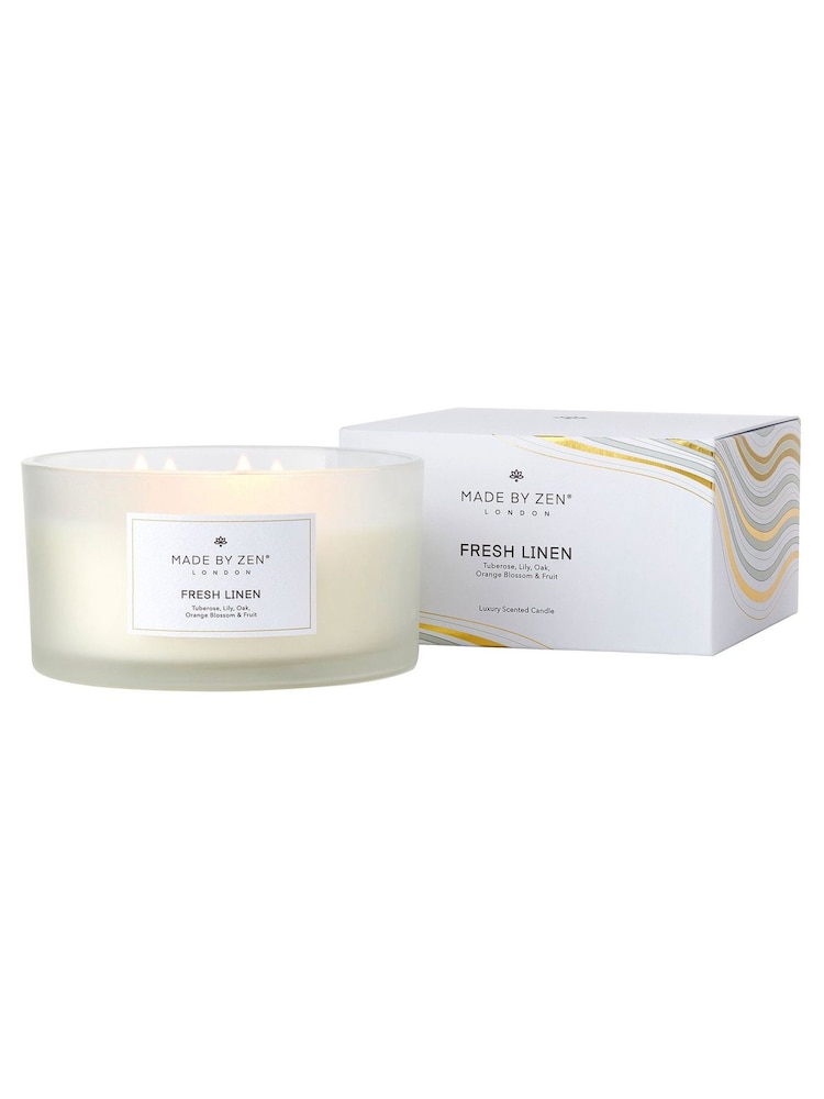 Made by Zen White Signature Scented Candle Fresh Linen - Image 1 of 5