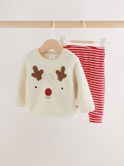 Neutral Reindeer Baby Fleece Top and Leggings Set (0mths-2yrs) - Image 1 of 13