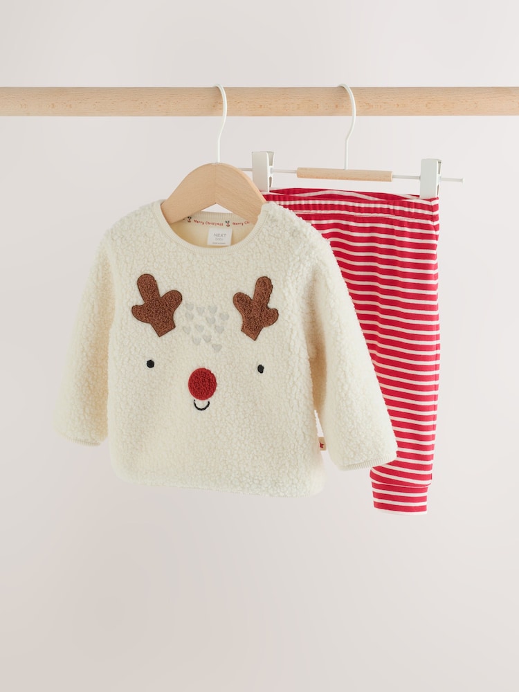 Neutral Reindeer Baby Fleece Top and Leggings Set (0mths-2yrs) - Image 1 of 13
