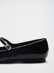 Friends Like These Black Faux Leather Patent T-Bar Flat Ballerina Shoes - Image 5 of 5