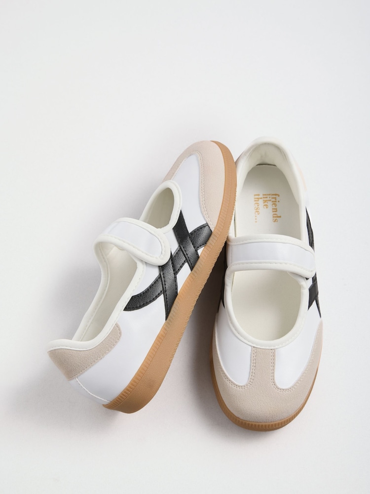 Friends Like These White Flat Mary Jane Ballerina Style Trainers - Image 1 of 4