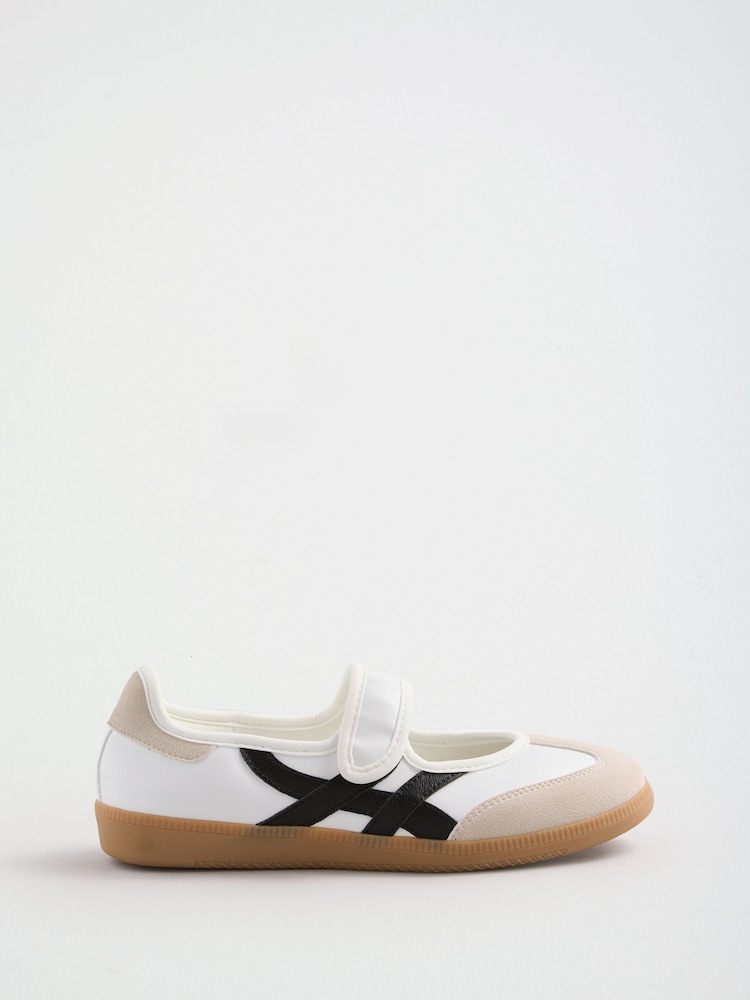Friends Like These White Flat Mary Jane Ballerina Style Trainers - Image 2 of 4