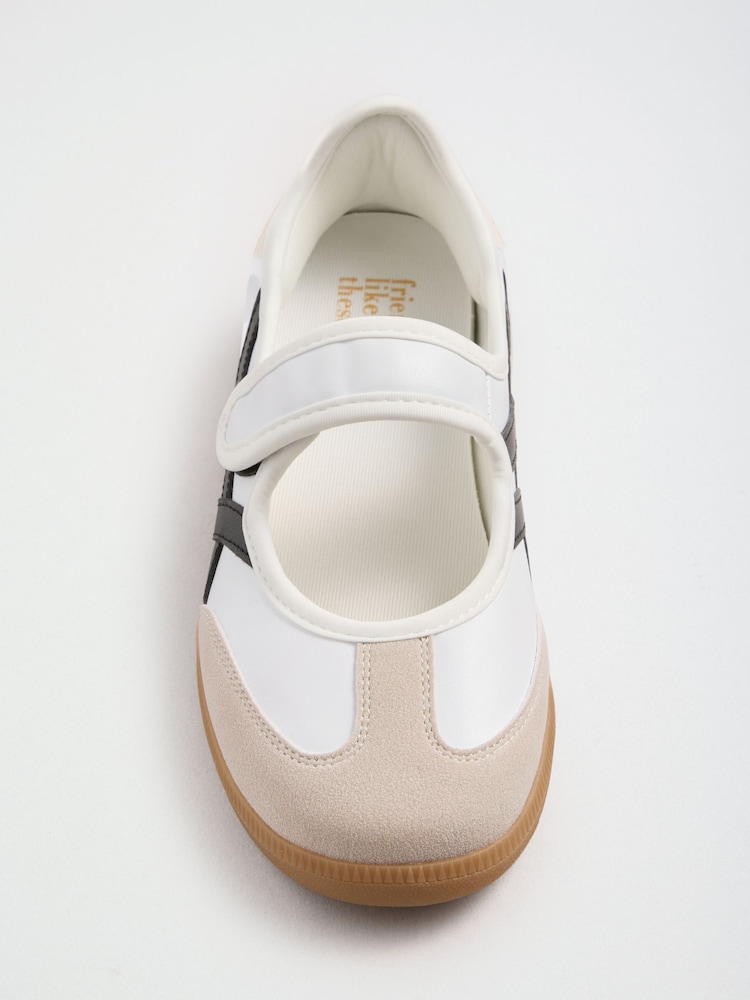 Friends Like These White Flat Mary Jane Ballerina Style Trainers - Image 4 of 4