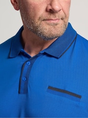 BadRhino Big & Tall Blue Jacquard Collar Polo Shirt - Image 4 of 6