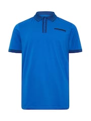 BadRhino Big & Tall Blue Jacquard Collar Polo Shirt - Image 5 of 6