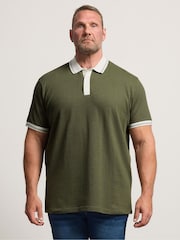 BadRhino Big & Tall Green BadRhino Big & Tall Mini Check Textured Polo Shirt - Image 1 of 6