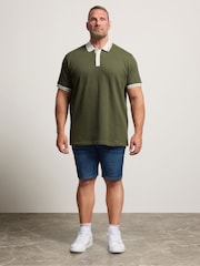 BadRhino Big & Tall Green BadRhino Big & Tall Mini Check Textured Polo Shirt - Image 2 of 6