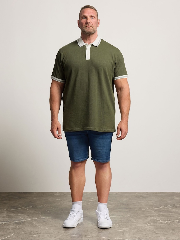 BadRhino Big & Tall Green BadRhino Big & Tall Mini Check Textured Polo Shirt - Image 2 of 6