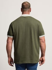 BadRhino Big & Tall Green BadRhino Big & Tall Mini Check Textured Polo Shirt - Image 3 of 6