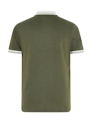 BadRhino Big & Tall Green BadRhino Big & Tall Mini Check Textured Polo Shirt - Image 6 of 6