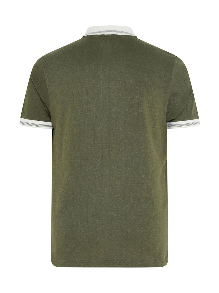 BadRhino Big & Tall Green BadRhino Big & Tall Mini Check Textured Polo Shirt - Image 6 of 6