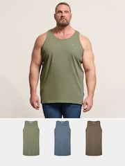 BadRhino Big & Tall Green Falcon Singlet Vests 3 Pack - Image 1 of 9