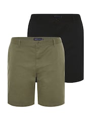 BadRhino Big & Tall Black 2 Pack Stretch Chino Shorts - Image 2 of 3