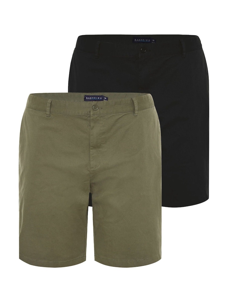 BadRhino Big & Tall Black 2 Pack Stretch Chino Shorts - Image 2 of 3