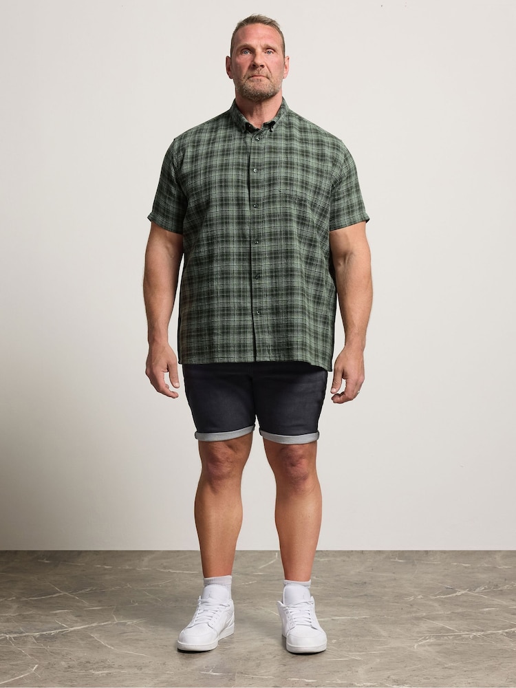 BadRhino Big & Tall Green Checked Short Sleeve Shirt - Image 2 of 6 BadRhino Big & Tall Green Checked Short Sleeve Shirt - Image 2 of 6