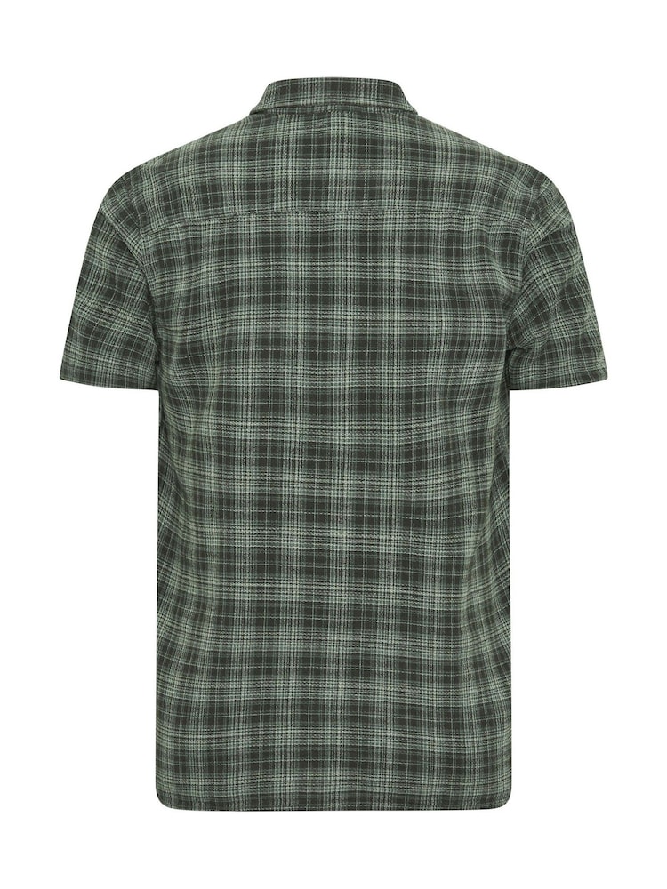 BadRhino Big & Tall Green Checked Short Sleeve Shirt - Image 6 of 6 BadRhino Big & Tall Green Checked Short Sleeve Shirt - Image 6 of 6