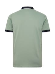 BadRhino Big & Tall Green Textured Jacquard Zip Polo Shirt - Image 6 of 6