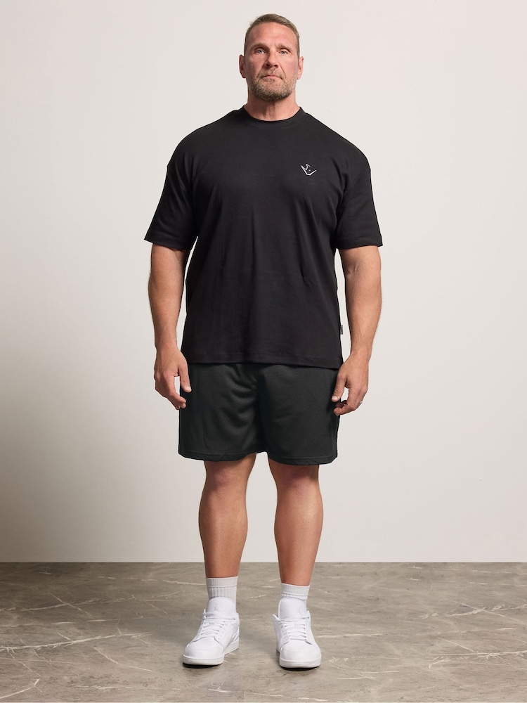 BadRhino Big & Tall Black Plain Mesh Shorts - Image 2 of 6 BadRhino Big & Tall Black Plain Mesh Shorts - Image 2 of 6