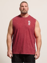 BadRhino Big & Tall Red Acid Wash Dragon Muscle Vest - Image 1 of 7