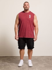 BadRhino Big & Tall Red Acid Wash Dragon Muscle Vest - Image 3 of 7