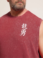 BadRhino Big & Tall Red Acid Wash Dragon Muscle Vest - Image 5 of 7