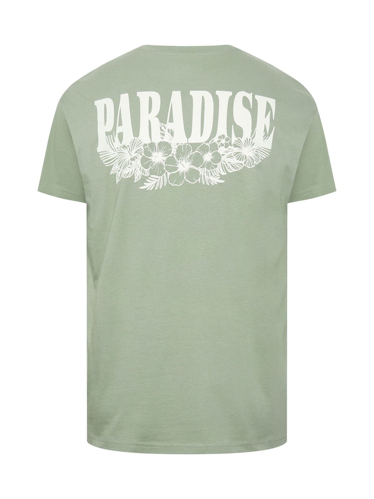 BadRhino Big & Tall Green Paradise Acid Wash T-Shirt - Image 6 of 6