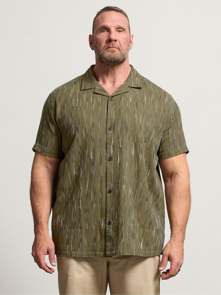 BadRhino Big & Tall Green Knitted Revere Shirt - Image 1 of 6