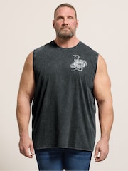 BadRhino Big & Tall Black Acid Wash Tiger Snake Vest - Image 1 of 7