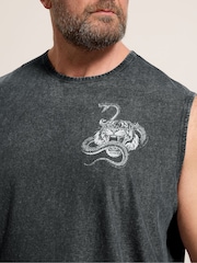 BadRhino Big & Tall Black Acid Wash Tiger Snake Vest - Image 5 of 7