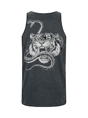 BadRhino Big & Tall Black Acid Wash Tiger Snake Vest - Image 7 of 7