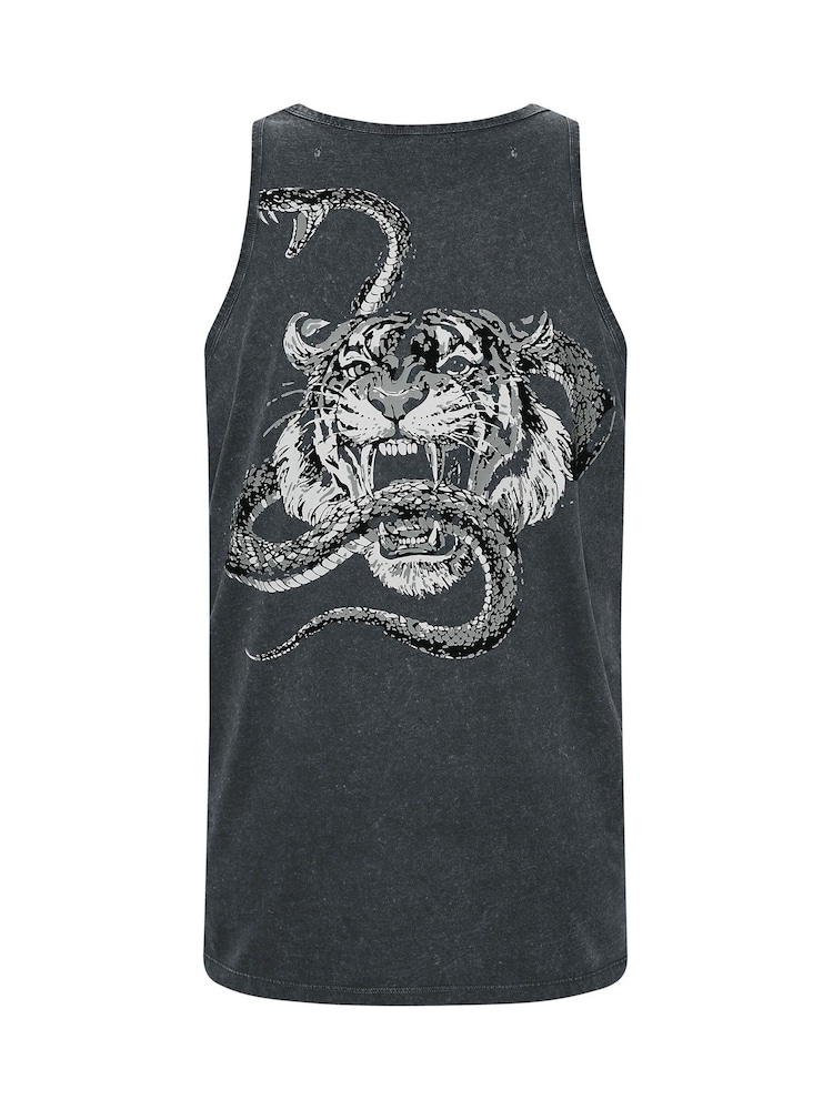 BadRhino Big & Tall Black Acid Wash Tiger Snake Vest - Image 7 of 7