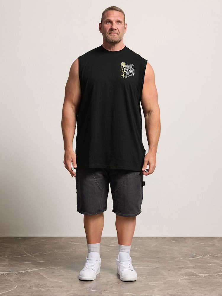 BadRhino Big & Tall Black Long Tiger Muscle Vest - Image 2 of 7 BadRhino Big & Tall Black Long Tiger Muscle Vest - Image 2 of 7
