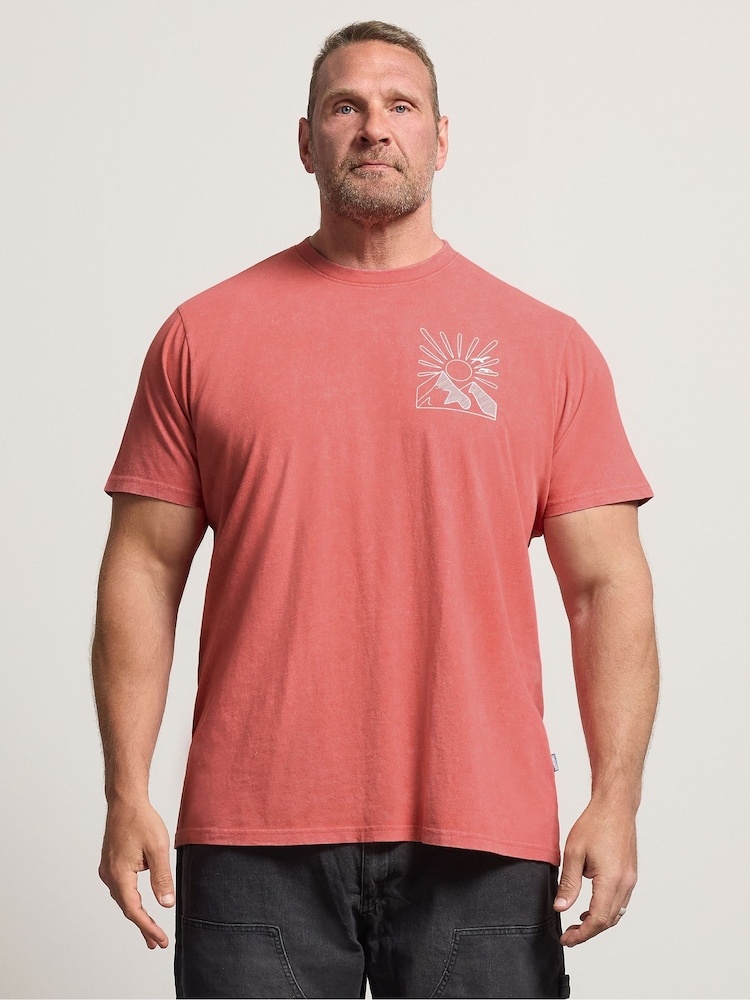 Rojo - Regular - Camiseta BadRhino Big & Tall Sunset Acid Wash - Imagen 1 de 7