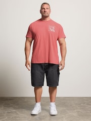 Rojo - Regular - Camiseta BadRhino Big & Tall Sunset Acid Wash - Imagen 2 de 7