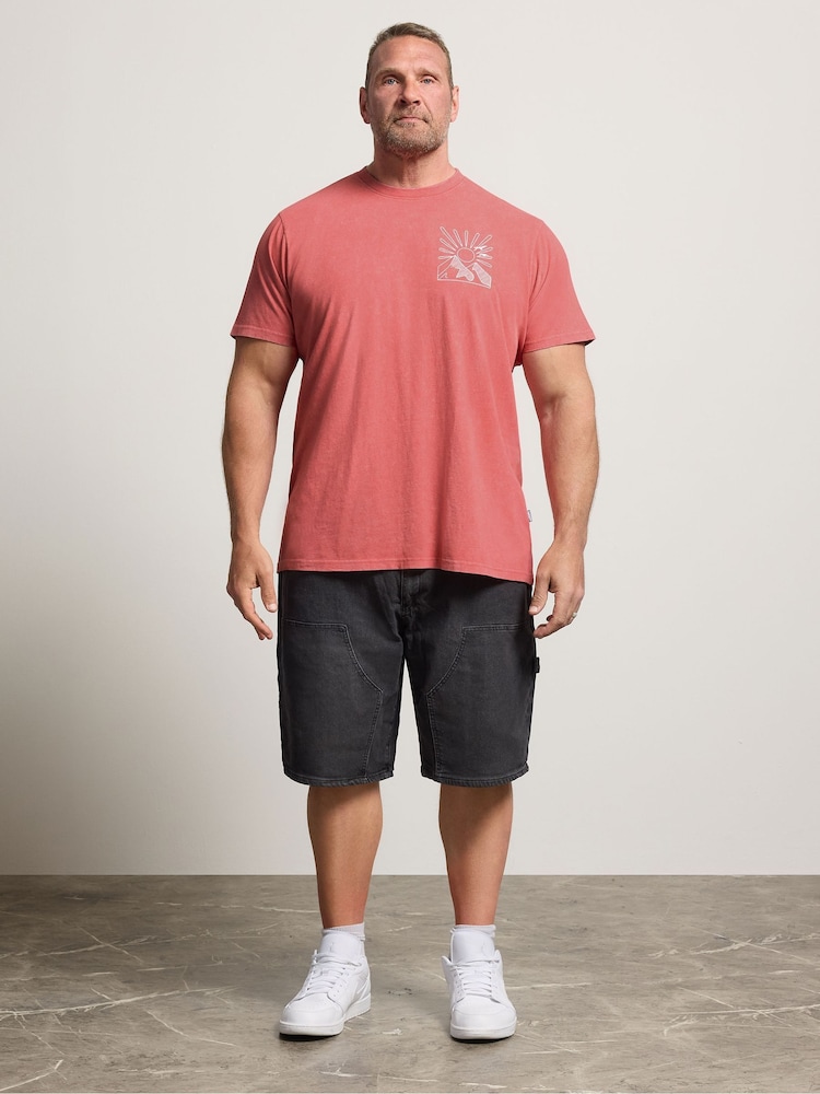 Rojo - Regular - Camiseta BadRhino Big & Tall Sunset Acid Wash - Imagen 2 de 7