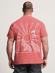 Rojo - Regular - Camiseta BadRhino Big & Tall Sunset Acid Wash - Imagen 3 de 7