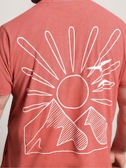 Rojo - Regular - Camiseta BadRhino Big & Tall Sunset Acid Wash - Imagen 5 de 7