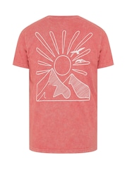 Rojo - Regular - Camiseta BadRhino Big & Tall Sunset Acid Wash - Imagen 7 de 7