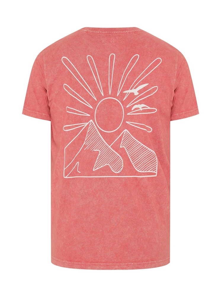Rojo - Regular - Camiseta BadRhino Big & Tall Sunset Acid Wash - Imagen 7 de 7