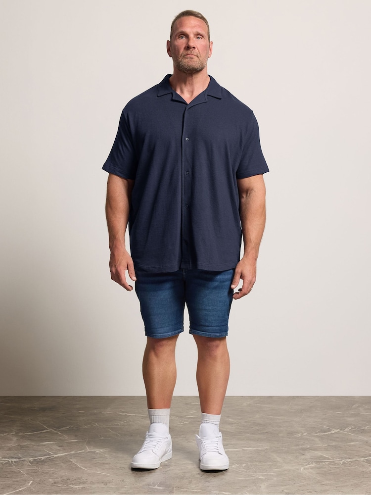 BadRhino Big & Tall Blue Revere Neck Slub Shirt - Image 2 of 6 BadRhino Big & Tall Blue Revere Neck Slub Shirt - Image 2 of 6