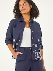 Roman Blue Anglaise Cotton Lace Jacket - Image 1 of 5