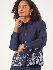 Roman Blue Anglaise Cotton Lace Jacket - Image 3 of 5