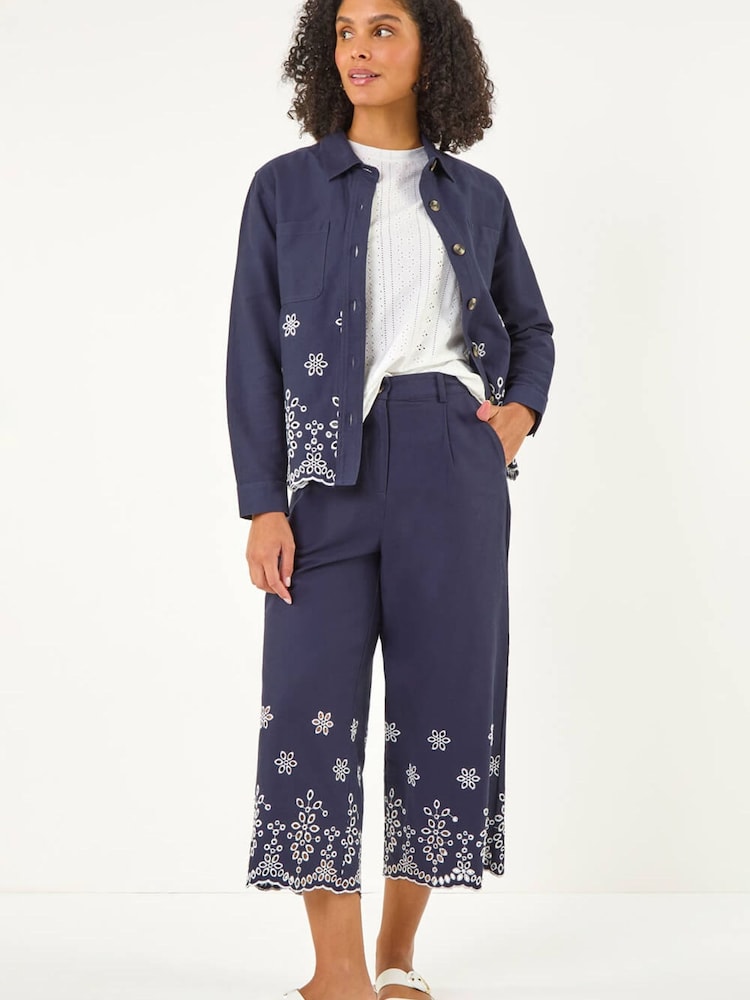 Roman Blue Anglaise Trim Culottes - Image 2 of 5