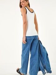 Roman White Cotton Ric Rac Detail Vest - Image 2 of 5