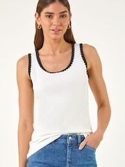 Roman White Cotton Ric Rac Detail Vest - Image 3 of 5