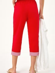 Roman Red Contrast Detail Cropped Stretch Trousers - Image 4 of 5