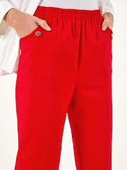 Roman Red Contrast Detail Cropped Stretch Trousers - Image 5 of 5
