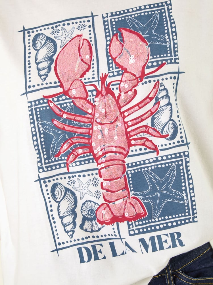 Roman White Lobster Print Top - Image 5 of 5 Roman White Lobster Print Top - Image 5 of 5