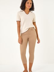 Roman Brown Cropped Stretch Denim Leggings - Image 2 of 5