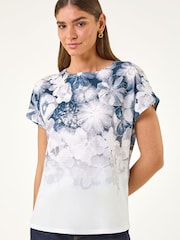 Roman Grey Floral Print Embellished T-Shirt - Image 2 of 5